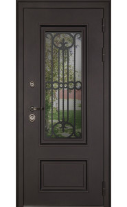 Стальная дверь "Аляска" с окном и лазерной резкой (терморазрыв) Стальная дверь "Аляска" с окном и лазерной резкой (терморазрыв)
