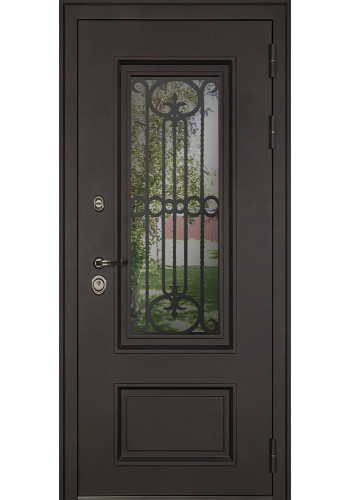 Стальная дверь "Аляска" с окном и лазерной резкой (терморазрыв) Стальная дверь "Аляска" с окном и лазерной резкой (терморазрыв)