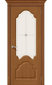 Межкомнатная дверь Афина, со стеклом, цвет Орех