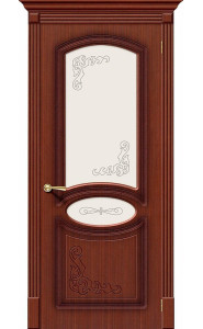 Межкомнатная дверь Азалия, со стеклом, цвет Макоре