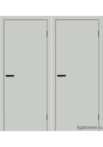 Межкомнатная дверь Prime, ПЭТ серая, алюминиевая черная кромка с 4-х сторон