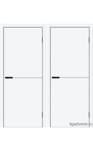 Межкомнатная дверь Prime-1, ПЭТ белая, алюминиевая черная кромка с 4-х сторон Межкомнатная дверь Prime-1, ПЭТ белая, алюминиевая черная кромка с 4-х сторон