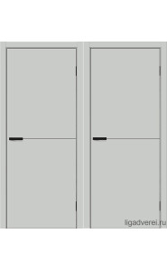 Межкомнатная дверь Prime-1, ПЭТ серая, алюминиевая черная кромка с 4-х сторон Межкомнатная дверь Prime-1, ПЭТ серая, алюминиевая черная кромка с 4-х сторон