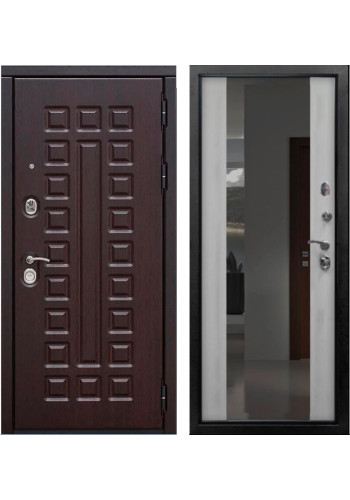 Дверь мет. SD Prof-5 зеркало Дуб светлый, со стеклом Дверь мет. SD Prof-5 зеркало Дуб светлый, со стеклом