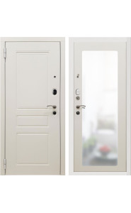 Дверь мет. SD Prof-10 Трио белая большое зеркало Белый, со стеклом Дверь мет. SD Prof-10 Трио белая большое зеркало Белый, со стеклом