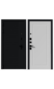 Дверь мет. ВМ 6 Черный кварцБелый софт, со стеклом Дверь мет. ВМ 6 Черный кварцБелый софт, со стеклом