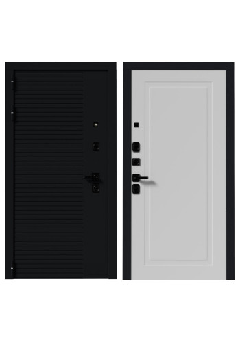 Дверь мет. ВМ 6 Черный кварцБелый софт, со стеклом Дверь мет. ВМ 6 Черный кварцБелый софт, со стеклом