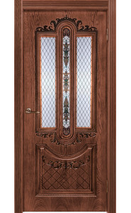 Дверь Муар, Орех натуральный 2 со стеклом Дверь Муар, Орех натуральный 2 со стеклом