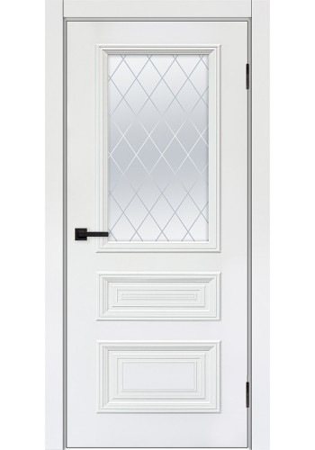 Дверь Багет 3 Белая эмаль со стеклом